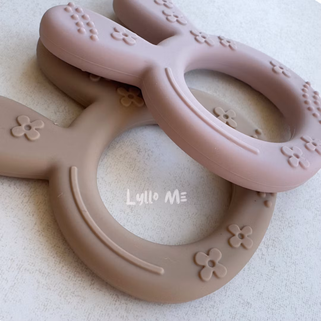 BITE FIGURE IN SILICONE - BUNNY WITH STRUCTURE - LIGHT BROWN