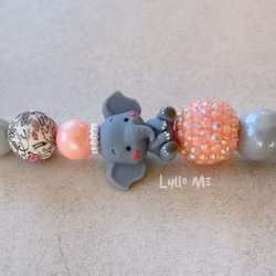 BADGEHÅLLARE  3d Elephant med bling ROSA