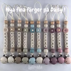 Pacifier holder with silicone clip and name DAISY OLD PINK / CREAM
