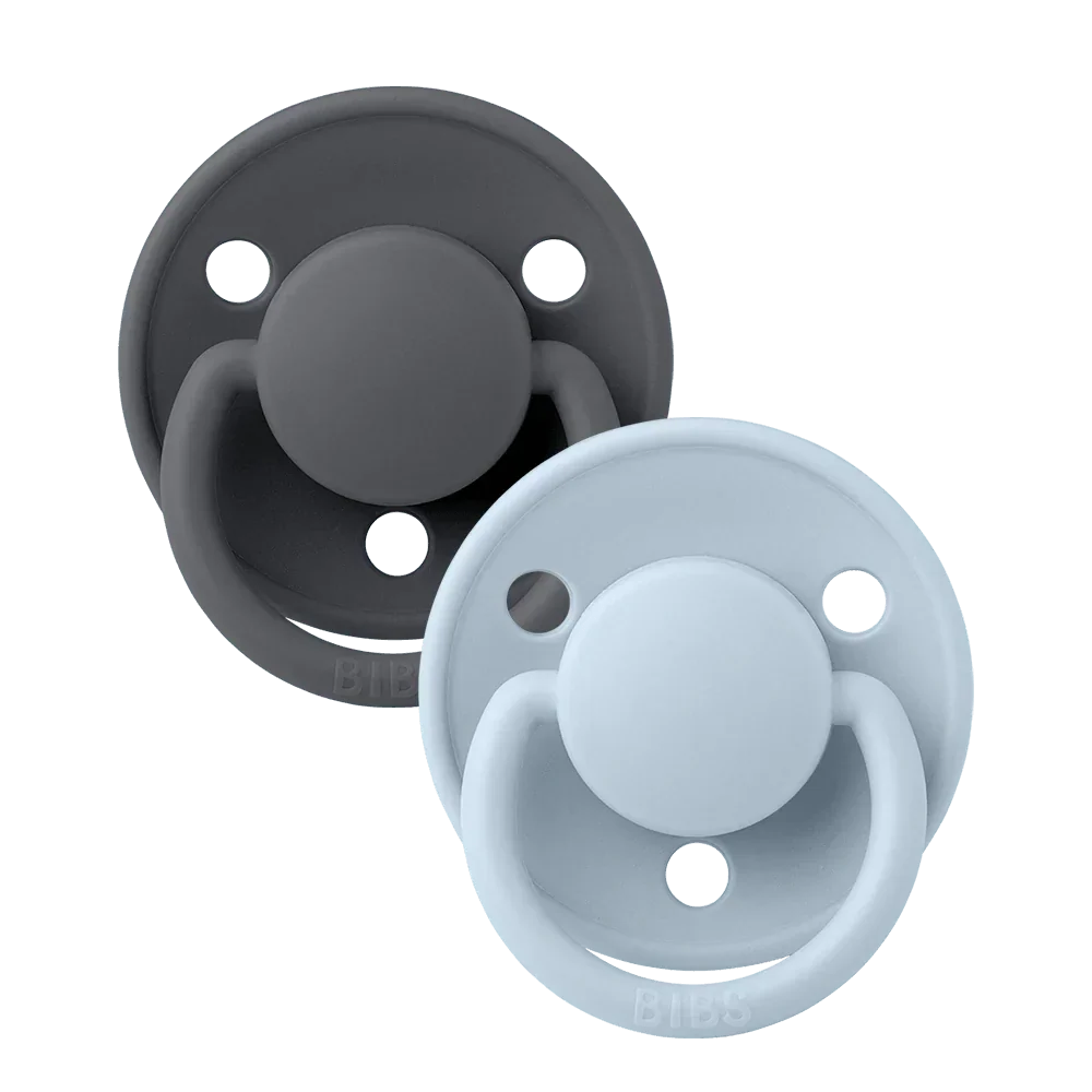 BIBS De Lux Pacifiers 2-pack - Iron /Baby Blue (from Newborn)