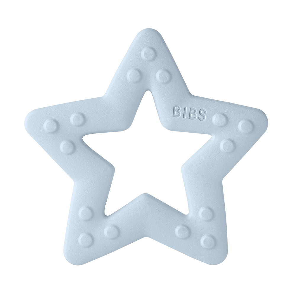 BIBS TEETHING STAR BABY BLUE