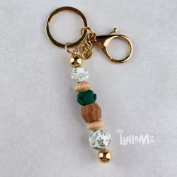 KEYRING -3D Succulent IVORY/ SILVER
