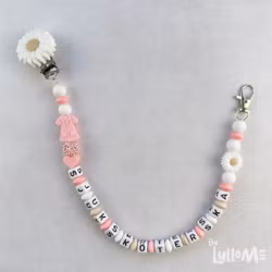 Kopia ID-KORT/ NYCKEL HÅLLARE medan VALFRI TEXT med bling  - DAISY CLIPS VIT/ROSA