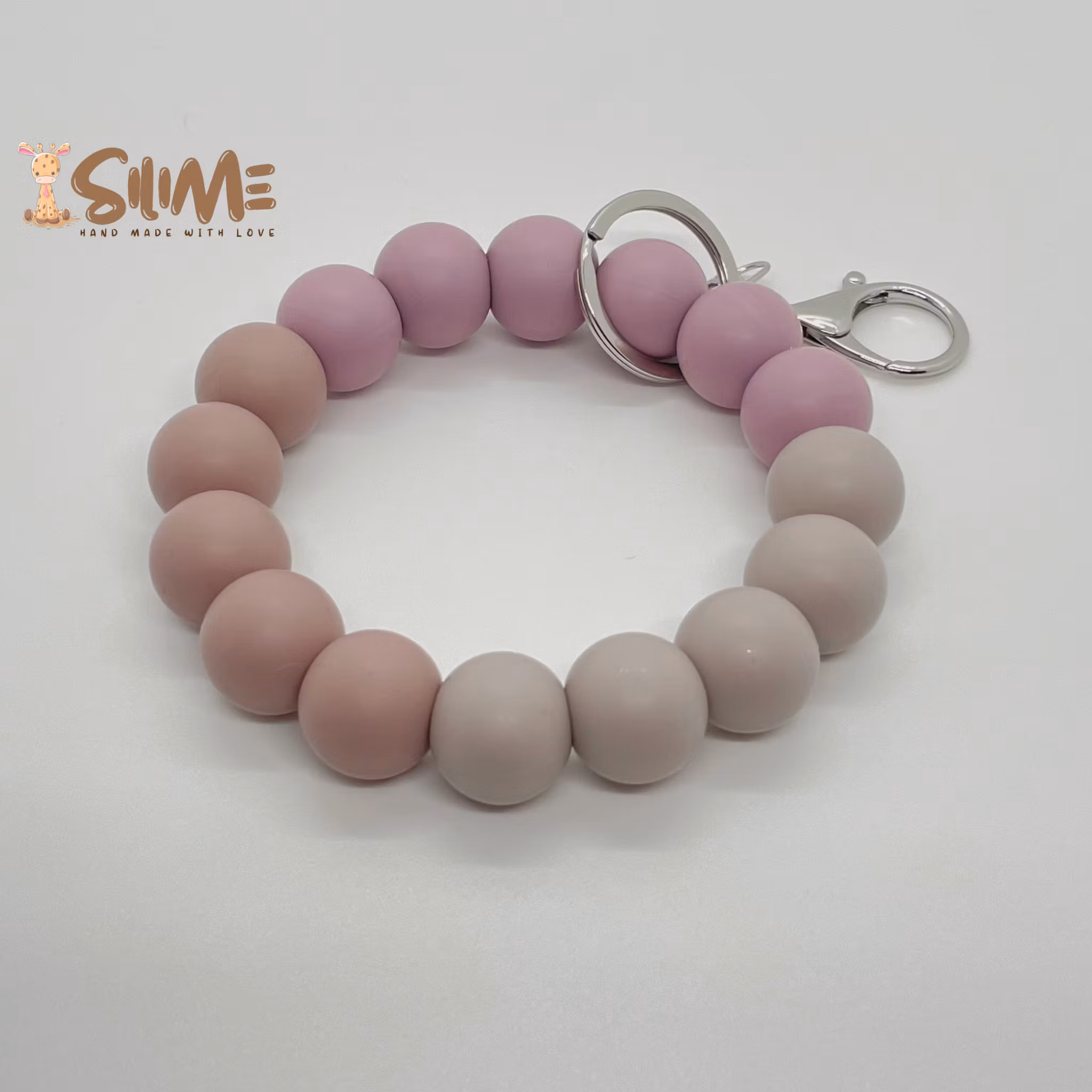 KEY BRACELET with silicone beads mauve/fawn