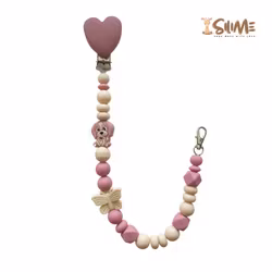 BADGE HOLDER HEART PUPPY pink 2