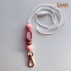 BADGE KEY NECKLACE Scalloped Rainbow soft pink