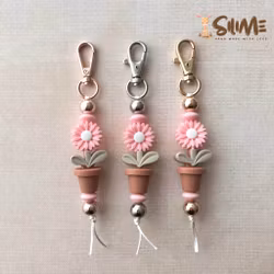 KEY RING FLOWER PLANT POT dusty coral/soft pink