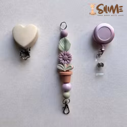 BADGE HOLDER WITH JOJO DAISY MAUVE STARTER PACK