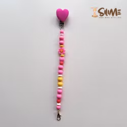 BADGE HOLDER with clips - Boho Flower Cotton Candy