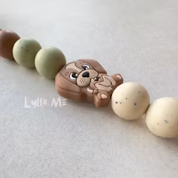 BADGE HOLDER PUPPY chocolate/pistachio