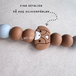 NAPPHÅLLARE - Silikon Dog- Caramel/Icy blue