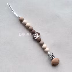 PACIFIER HOLDER - Silicone Dog- Earth Brown/Ivory
