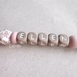 Pacifier holder with name -Light old rose/ Taupe