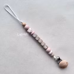 Pacifier holder with name -Light old rose/ Taupe