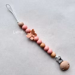 PACIFIER HOLDER - Butterfly- Powder Pink