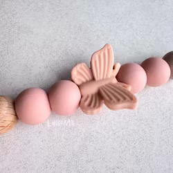 PACIFIER HOLDER - Butterfly- Powder Pink