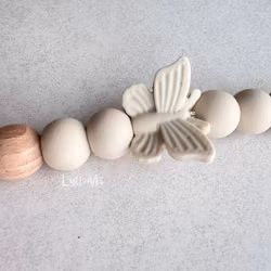 PACIFIER HOLDER - Butterfly- Ivory