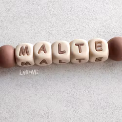 Pacifier holder with name Brown/Beige/WHEAT