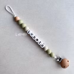 PACIFIER with name Sage/Wool/White max 5 letters