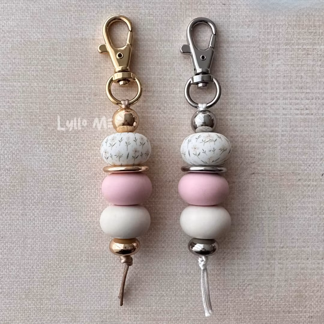 NYCKELRING DAISY PRINT blush pink guld