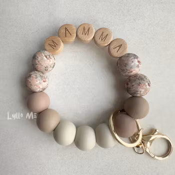 NYCKELARMBAND FLOWERS  Wool/Cappucino MAMMA