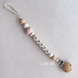 Pacifier holder with the name Bird Light Pink/ CREAM