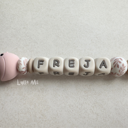 Pacifier holder with the name Bird Light Pink/ CREAM