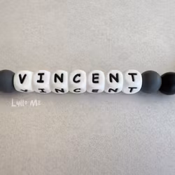 PACIFIER HOLDER with name Black/Grey/White