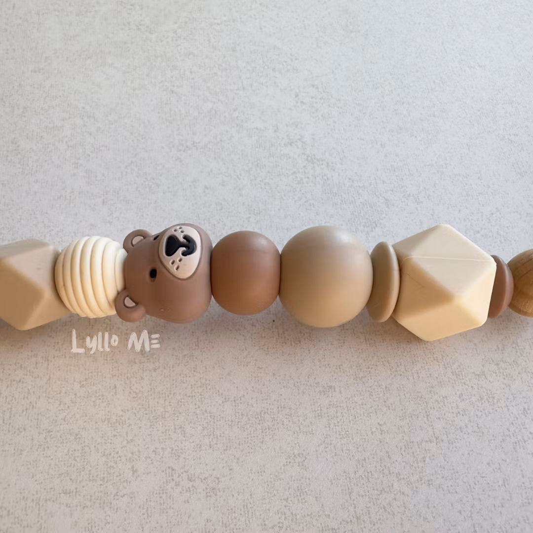 PACIFIER HOLDER - Teddy- Brown / Creme / Hazelnut
