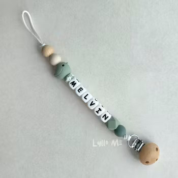 Napphållare med namn - LITTLE BIRD- GREEN/WHITE