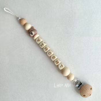 Napphållare med namn - Lilla Björn- Creme / WHEAT (max 6 bokstäver)