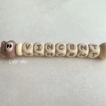 Napphållare med namn - Lilla Björn- Creme / WHEAT (max 6 bokstäver)