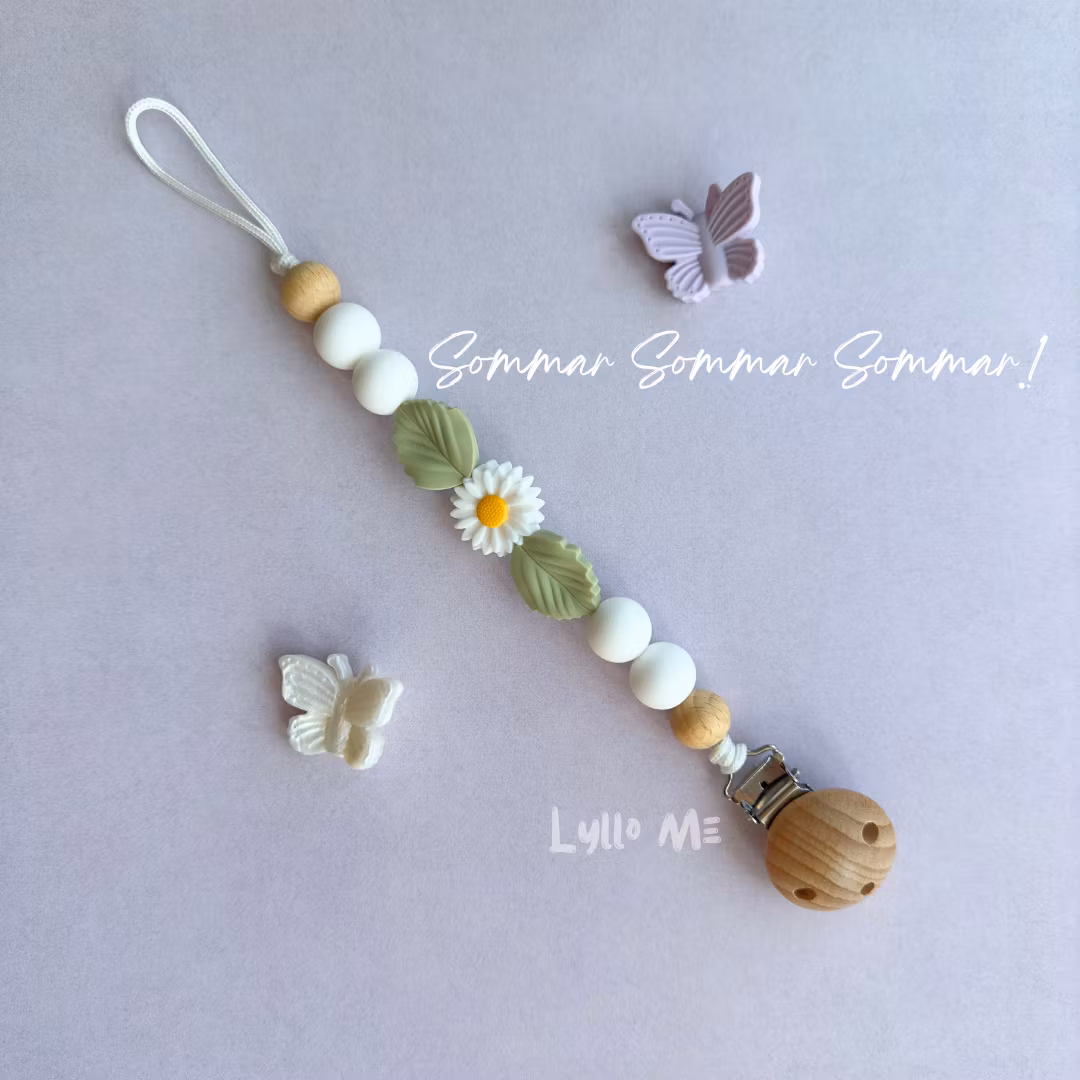 PACIFIER HOLDER - Daisy - White
