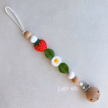 PACIFIER HOLDER - Strawberry - daisy