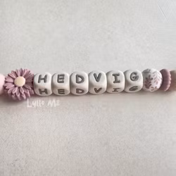 Pacifier holder with the name DAISY Old Pink / Cream