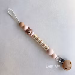 Pacifier holder with name - Little Bear - Astilbe/Wheat