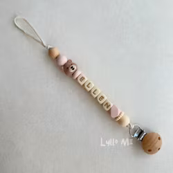 Pacifier holder with name - Lilla Björn - Light Old Pink / Wheat