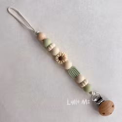 PACIFIER HOLDER - DAISY -RAINBOW- GREEN