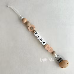 Pacifier holder with name POPPY - Blush / White