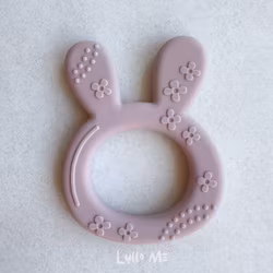 BITE FIGURE IN SILICONE - BUNNY WITH STRUCTURE - LIGHT OLD PINK