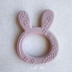BITE FIGURE IN SILICONE - BUNNY WITH STRUCTURE - LIGHT OLD PINK