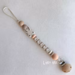 PACIFIER with name -BUNNY - WOOL / Taupe