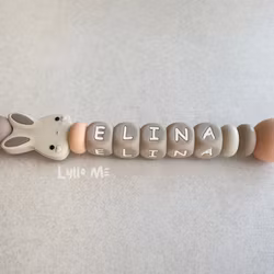 PACIFIER with name -BUNNY - WOOL / Taupe