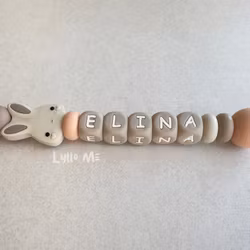 PACIFIER with name -BUNNY - WOOL / Taupe