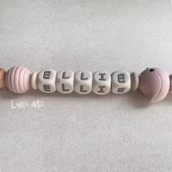 Pacifier holder with name - LITTLE BIRD- LIGHT PINK/ Cream