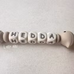 Pacifier holder with name - LITTLE BIRD- BEIGE / Cream