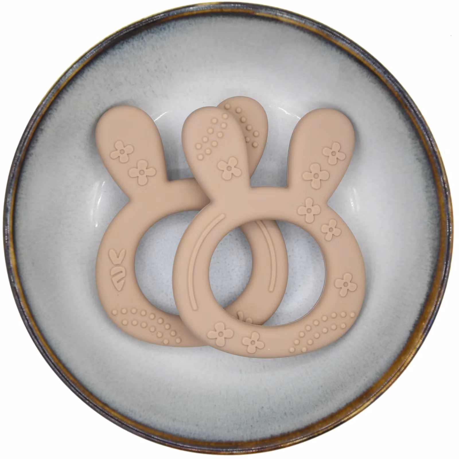 BITE FIGURE IN SILICONE - BUNNY WITH STRUCTURE - LIGHT BROWN