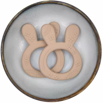 BITE FIGURE IN SILICONE - BUNNY WITH STRUCTURE - LIGHT BROWN