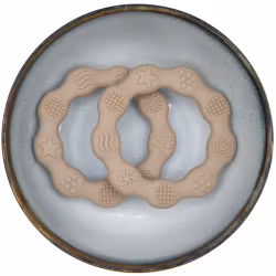 TEETHING  FIGURE IN SILICONE - RING WITH STRUCTURE - SOFT BROWN
