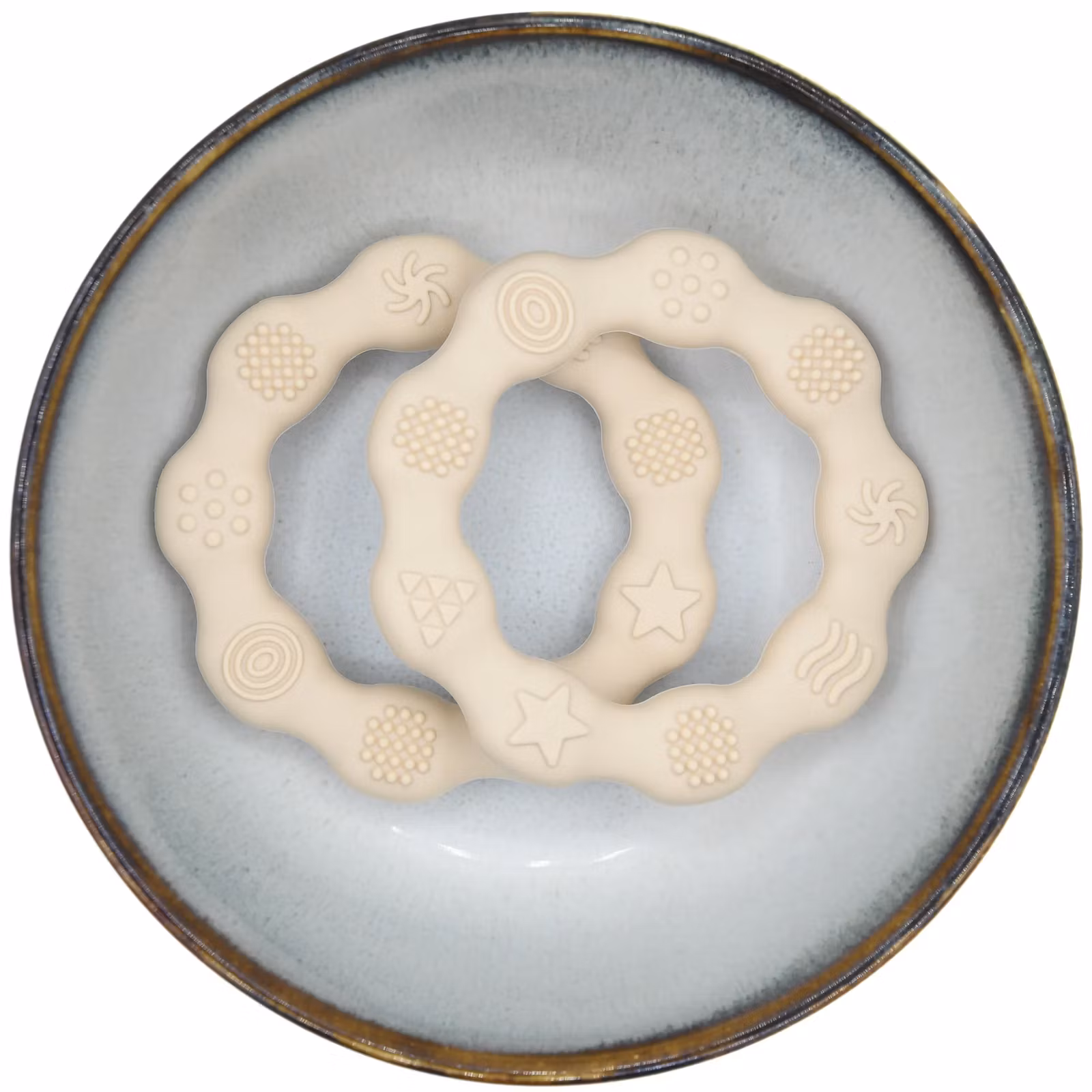 BITFIGUR I SILIKON - RING MED STRUKTUR  - CREAM